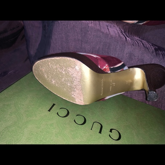 “DONATED” Emilio Pucci, Corduroy w/ Brass Buckle, Platform Heeled Mules, S 40 - Picture 6 of 10